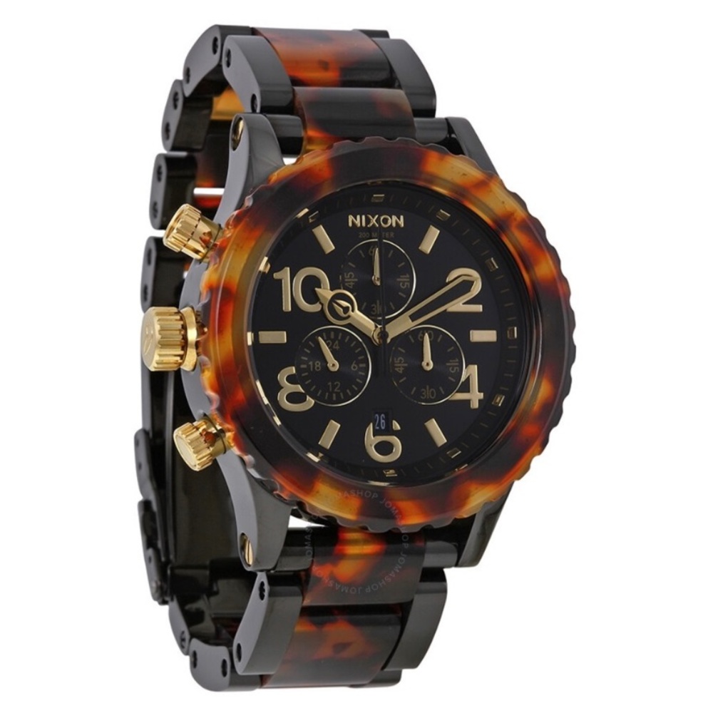 ⏱ Nixon 42-20 Chrono All Black Tortoise A037-679 Chronograph Watch ⏱